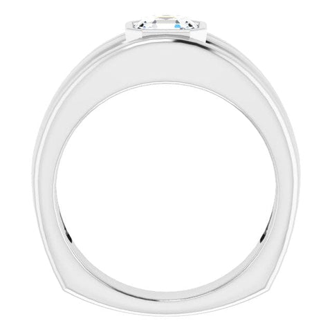 Men's Engagement Ring Bezel Asscher Cut Side Profile
