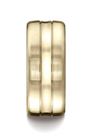 18k White Gold 7.5mm Comfort-Fit Satin-Finished High Polished Center Cut Carved Design Band - CF71750518kw