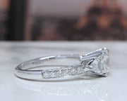 2.40 Ct. Cushion Cut Engagement Ring with Trillions & Pave I Color VS1 GIA Certified