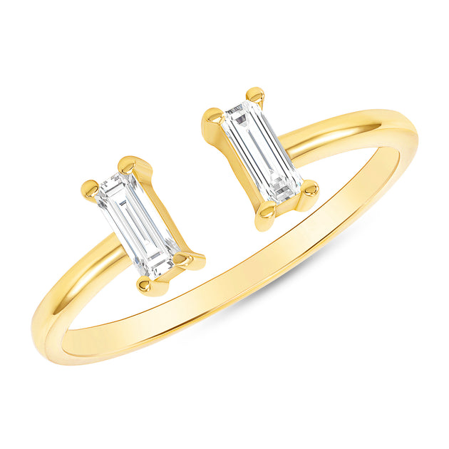 Stackable Baguette Diamond Cuff Ring - Image 4