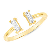 Yellow Gold Baguette Diamond Cuff Ring
