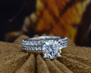 1.90 Ct. Hidden Halo Engagement Ring Set F Color SI1 GIA Certified