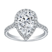 2.40 Ct. Pear Shaped Tear Drop Halo Engagement Ring H Color VS2 GIA Certified