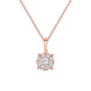 rose gold round diamond pendant necklace