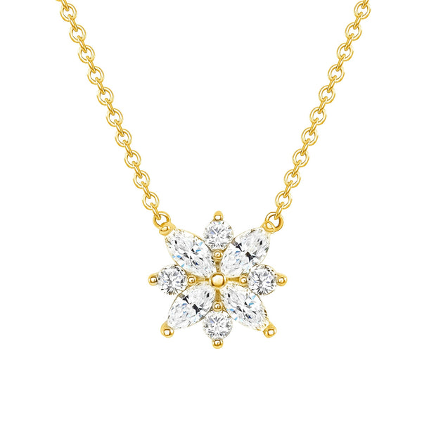 Marquise Cut Diamond Necklace Yellow Gold