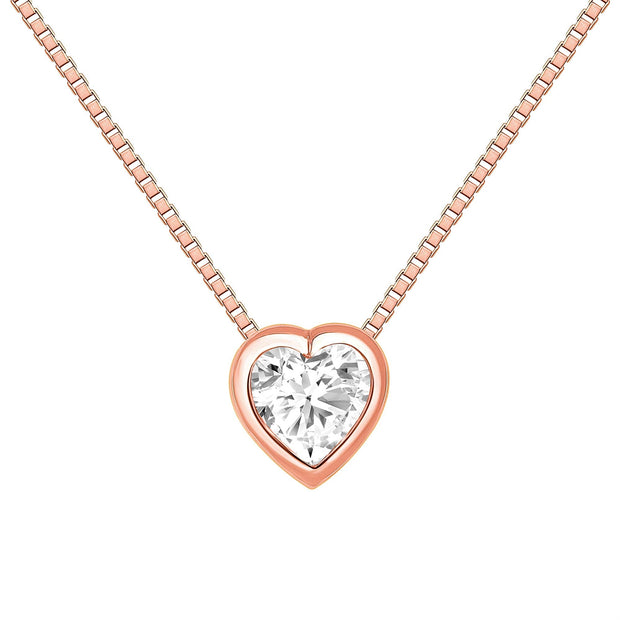 Diamond Heart Necklace Rose Gold