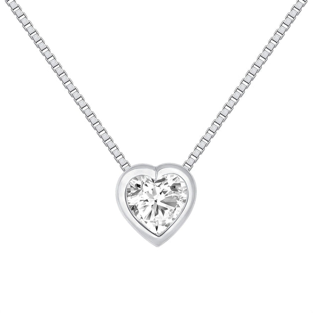 Diamond heart cheap bezel necklace