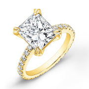 Radiant Cut Engagement Ring Eternity Yellow Gold