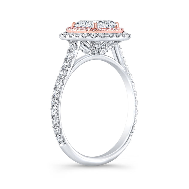 Double Halo Cushion Cut Engagement Ring, Ct G SI1