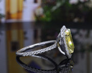 Fancy Yellow Radiant Cut Halo Engagement Ring Side View