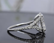 3.20 Ct. Elongated Radiant Cut Split Shank Halo Ring H Color VS1 GIA Certified