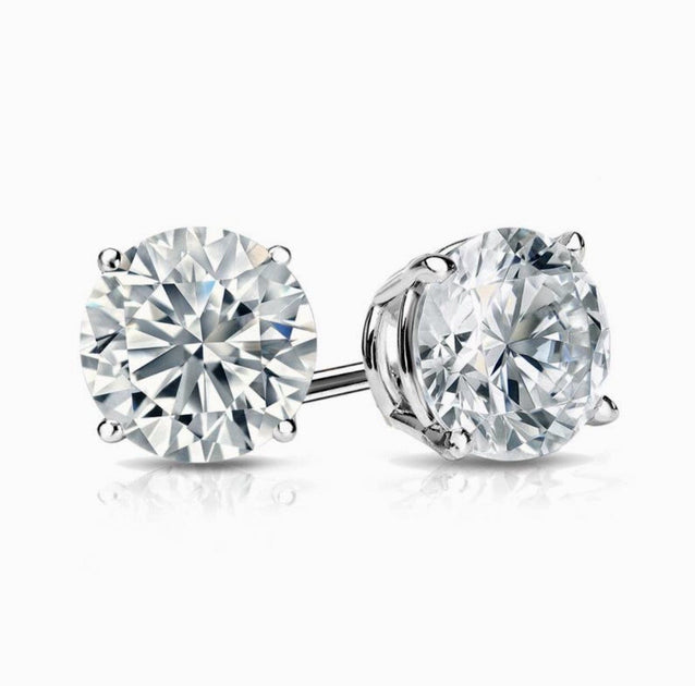 4 Carats Round Cut Diamond Stud Earrings I Color VS2 GIA Certified 3X - Image 2