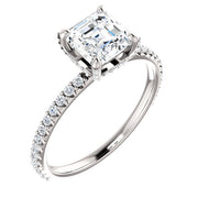 Hidden Halo Asscher Cut Diamond Ring White Gold