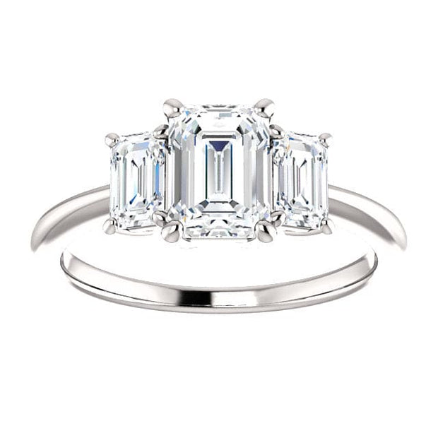 2.90 Ct. 3 Stone Emerald Cut Engagement Ring H Color VS2 GIA certified
