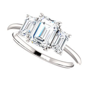 3 Stone Emerald Cut Engagement Ring H Color VVS1 GIA Certified (2.10 Ctw)