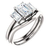 3 Stone Emerald Cut Engagement Ring H Color VVS1 GIA Certified (2.10 Ctw)