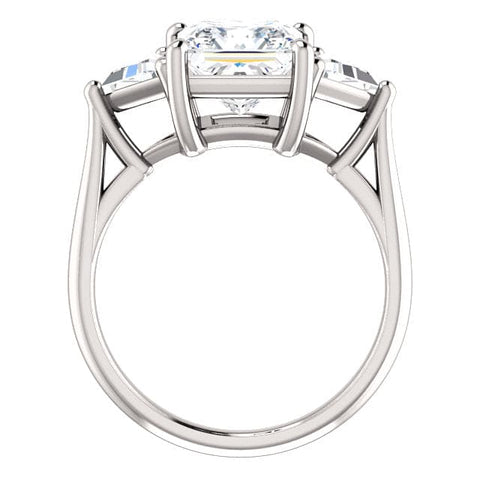 3 Stone Princess Cut Engagement Ring Side View