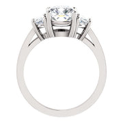 4.00 Ct. Cushion Cut & Half Moons 3-stone Diamond Ring H Color VS1 GIA Certified