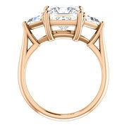 3 Stone Princess Cut Diamond Ring Rose Gold