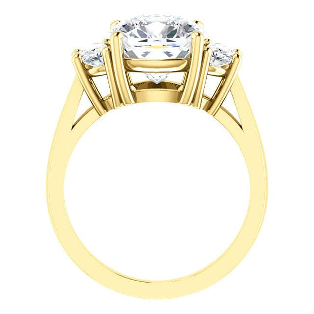 5.00 Ct. 3-stone Cushion Cut & Half Moons Diamond Ring J Color VS2 GIA Certified