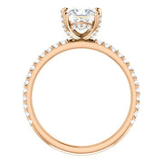 Princess Cut Hidden Halo Engagement Ring Side Profile Rose Gold