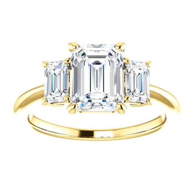 2.20 Ct. Three Stone Emerald Diamond Engagement Ring G VS2 GIA Certified