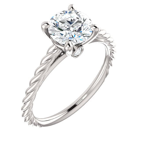 2.10 Ct. Round Cut Rope Design Diamond Engagement Set G Color VS2 GIA Certified