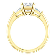1.30 Ct. Princess Cut w Baguettes 3 Stone Diamond Ring E Color VS1 GIA Certified