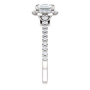 2.00 Ct. Halo Asscher Cut Engagement Ring Set F Color VS2 GIA Certified