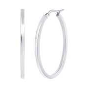 14k white gold oval hoop earrings