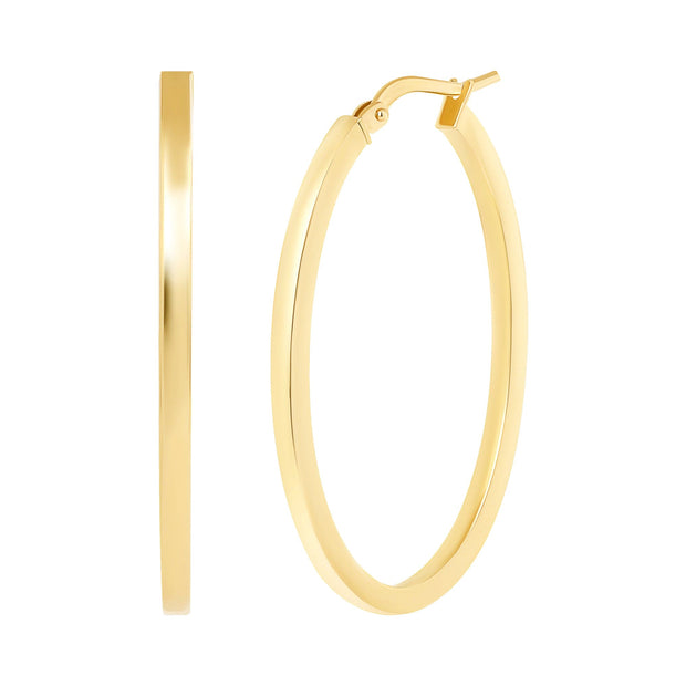 14k yellow gold oval hoop earrings