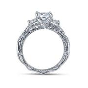Three Stone Princess Cut Verragio Venetian Diamond Cross Over Engagement Ring