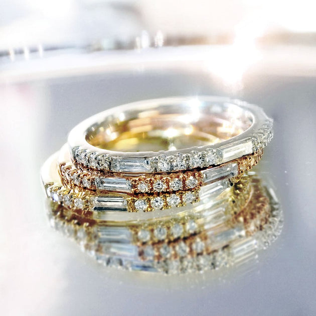 Round & Baguette Stackable Diamond Ring - Image 4