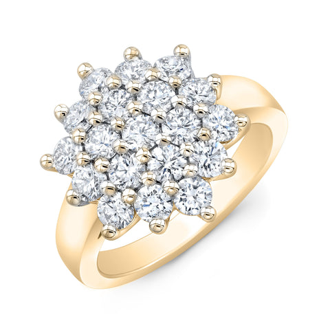 Vintage Fleur Design Cluster Diamond Ring