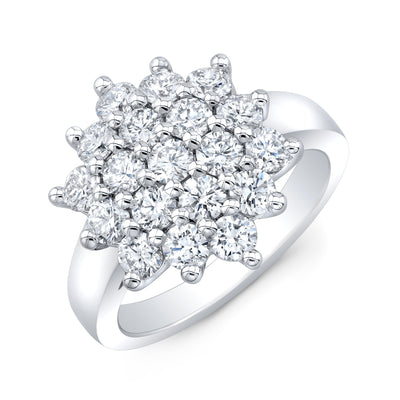 Vintage Fleur Design Cluster Diamond Ring