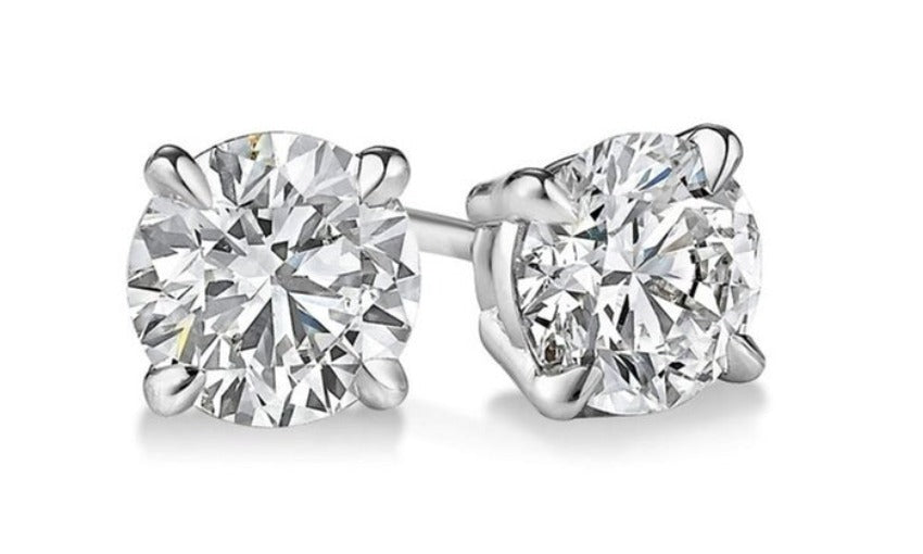 1 Carat Round Cut Stud Earrings F Color VS1 Clarity GIA Certified 3X - Image 2