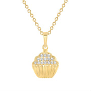 yellow gold cupcake diamond pendant necklace