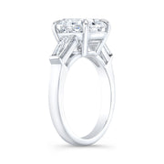3 Stone Cushion Cut Engagement Ring Side View