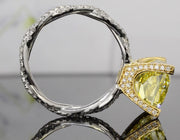 Fancy Yellow Cushion Cut Twisted Engagement Ring Profile View