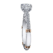 U-Shared Prong Verragio Parisian Double Claw Round Cut Diamond Engagement Ring