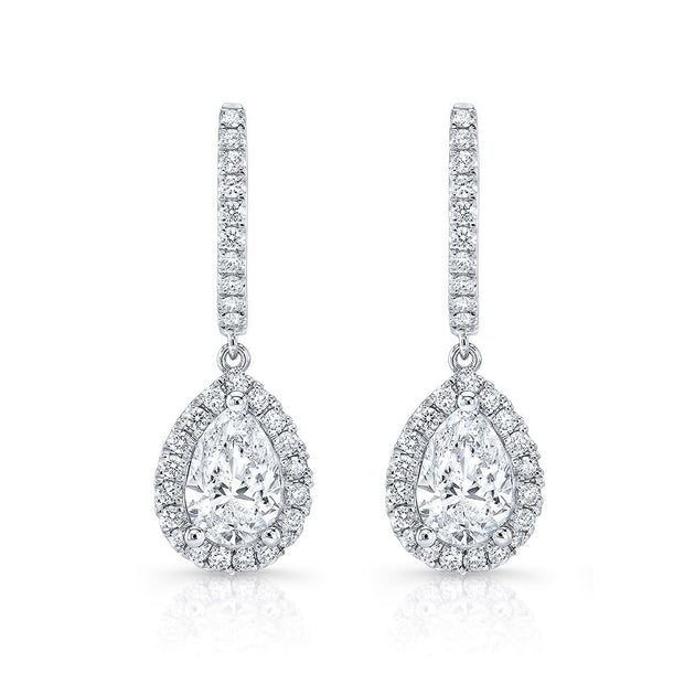 1.54 ct. Pear Drop Halo Dangling Earrings - Image 4
