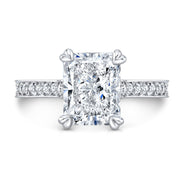 2.80 Ct. Rectangle Radiant Hidden Halo Engagement Ring H Color VS1 GIA Certified