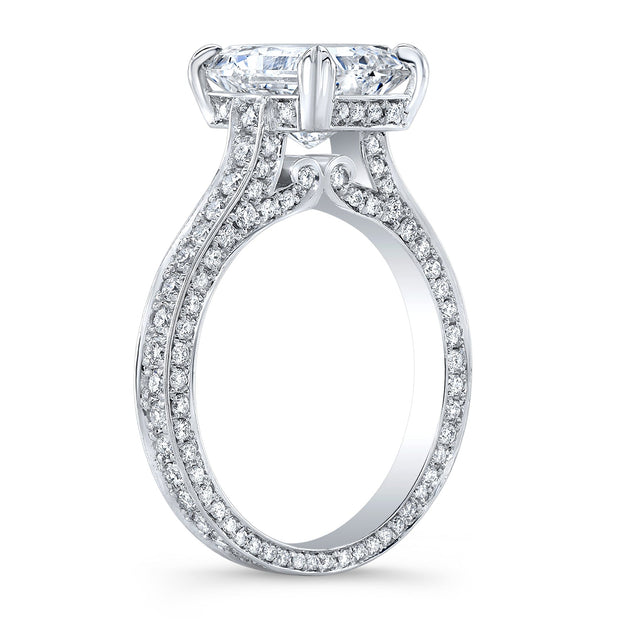 2.80 Ct. Elongated Radiant Cut with Pave Hidden Halo Ring F Color VVS1 GIA Certified