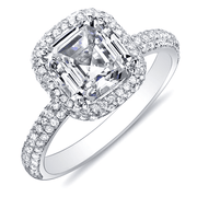 1.95 Ct. Asscher Cut Halo Pave Diamond Engagement Ring H Color VS2 GIA Certified