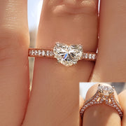 Hidden Halo Heart Shaped Engagement Ring on Hand