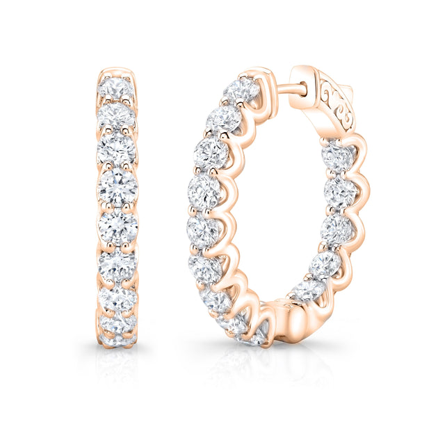 4 Carat Inside Out Diamond Hoop Earrings - Image 4