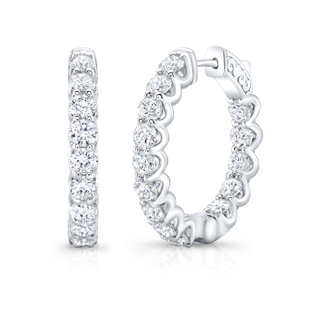 4 Carat Inside Out Diamond Hoop Earrings - Image 2
