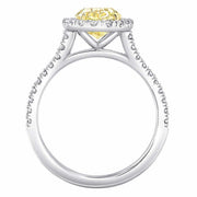Halo Canary Fancy yellow Oval Cut Diamond Ring Side View