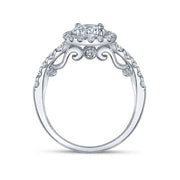 Halo U-Pave Diamond Verragio Insigina Round Cut Diamond Engagement Ring