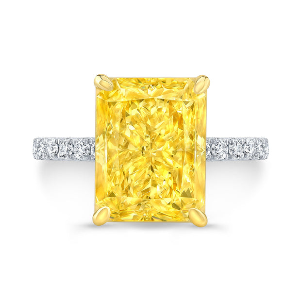 Yellow Rectangle Radiant Cut Diamond Ring